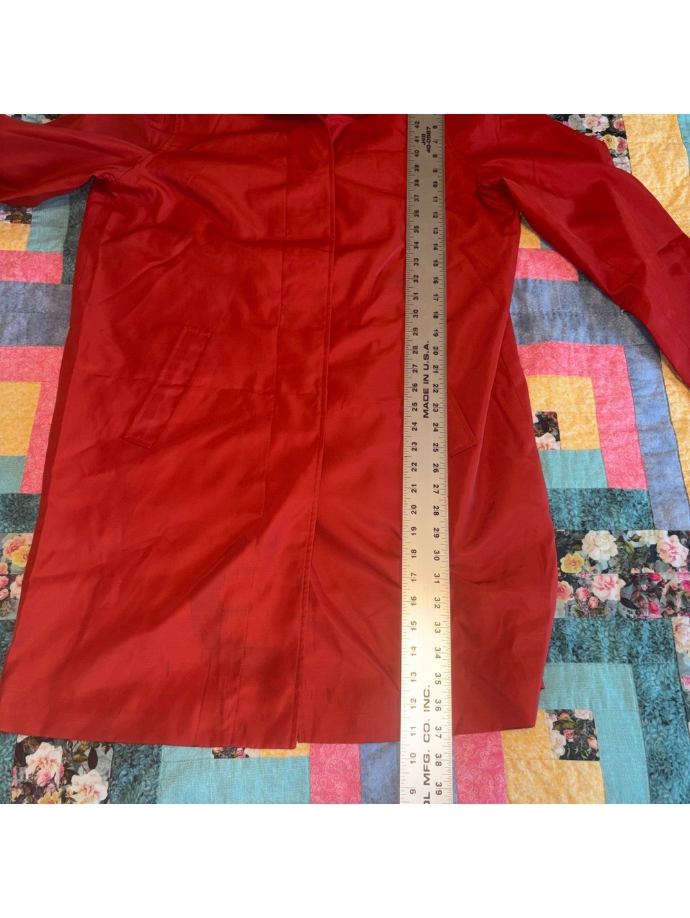Lauren Ralph Lauren Vintage Red Polyester Trench Coat, Woman’s Size Large - Picture 8 of 9